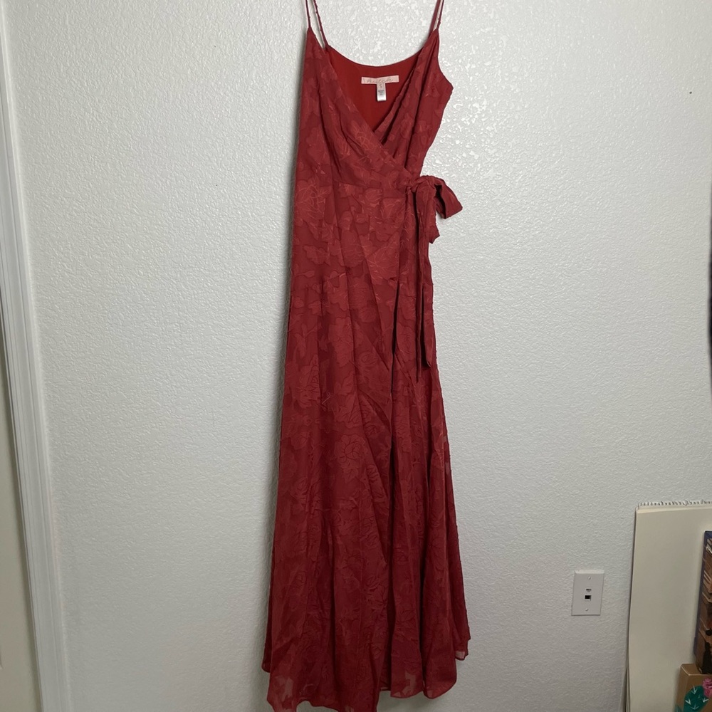 Elegant Rust Wrap Dress - Picture 6 of 10
